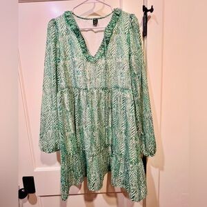 SHEIN Green Tiger Metallic Mini dress